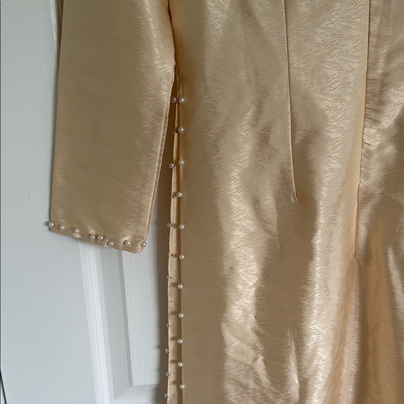 Vietnamese Ao Dai Dress with Beaded Pearls and Pants Set - Picture 5 of 12